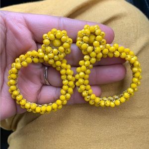 Zara yellow beaded circle earrings